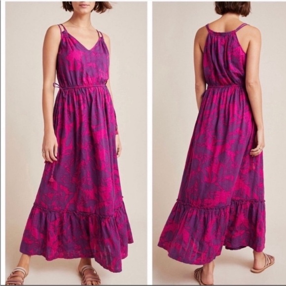 Anthropologie Dresses & Skirts - ANTHROPOLOGIE Saturday Sunday Yasmine Pink Purple Cotton Tiered Maxi Dress S
